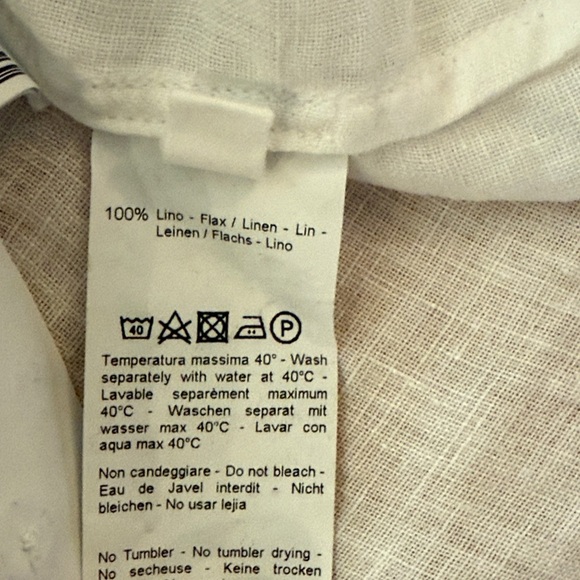 120% Lino linen pleated white tunic Top button down great pre owned condition - Picture 10 of 10